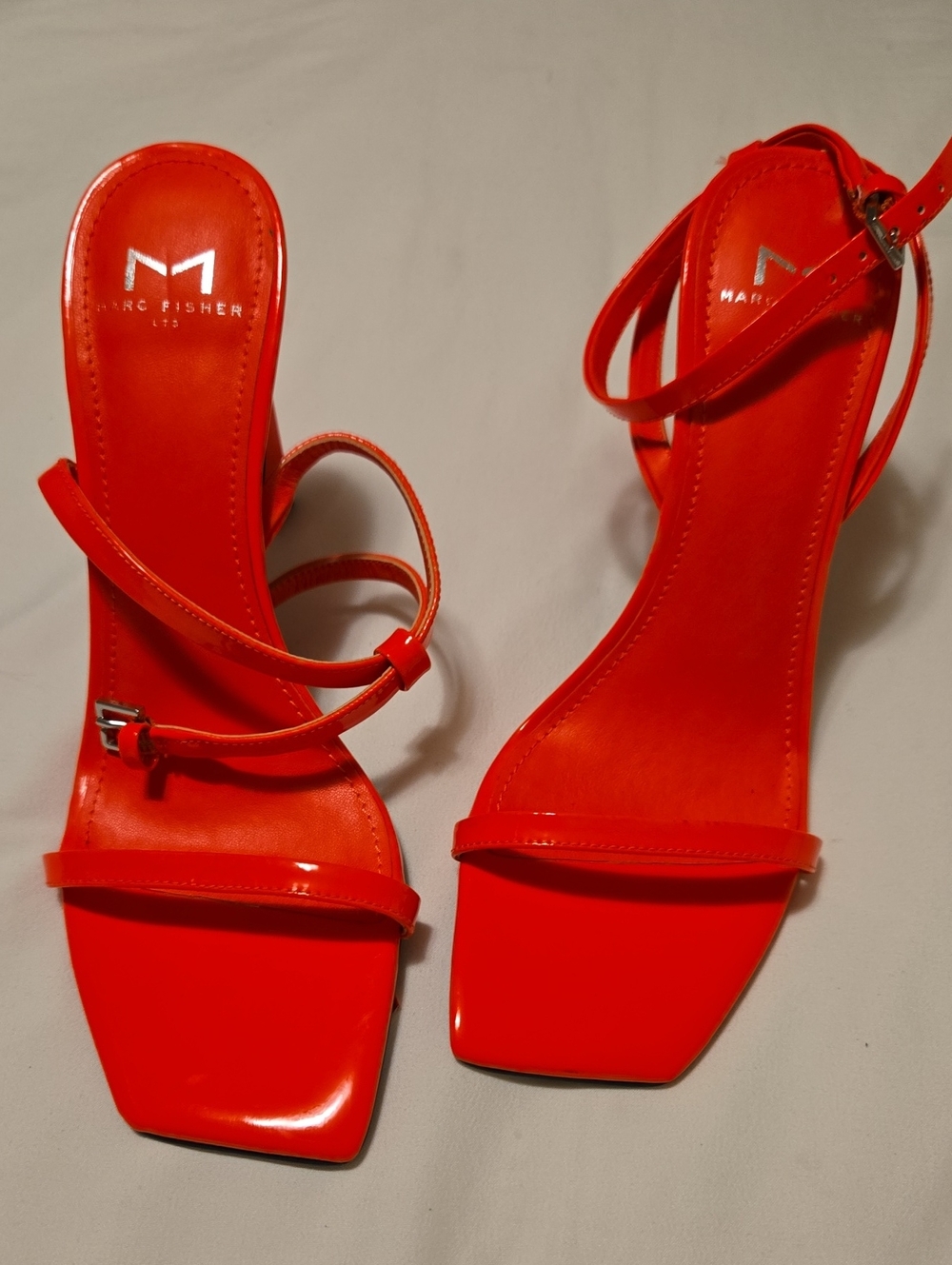 Marc Fisher bright Orange strappy square-toe sandals